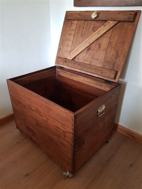 Extra large wooden storage trunk/chest. Rustic industrial reclaimed ...