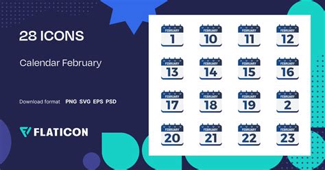 Calendar February Icon Pack | Gradient fill | 28 .SVG Icons