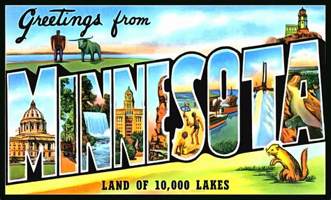 Greetings From Minnesota Land of 10000 Lakes Photograph by Vintage Collections Cites and States