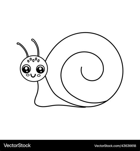 Cute outline snail isolated on white background Vector Image