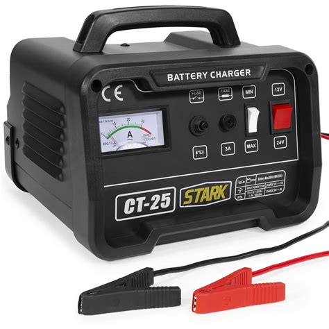 Stark 25A Battery Charger & Maintainer Fully Automatic for 12/24V Engine Start Voltage Meter ...