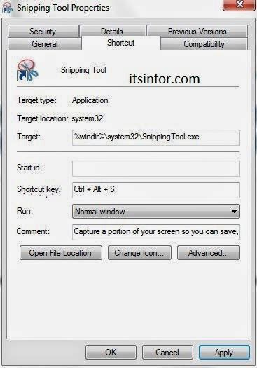 Assign Keyboard Shortcuts for Programs in windows ~ ITSINFOR.COM