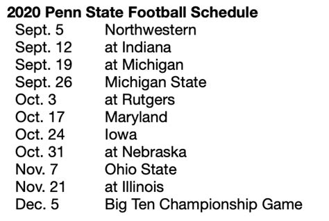 Big Ten releases Penn State football's conference-only schedule | Penn State Football News ...