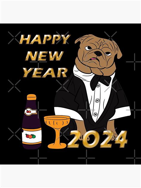 "Happy new year 2024 dog face design" Poster for Sale by SamRVstore ...