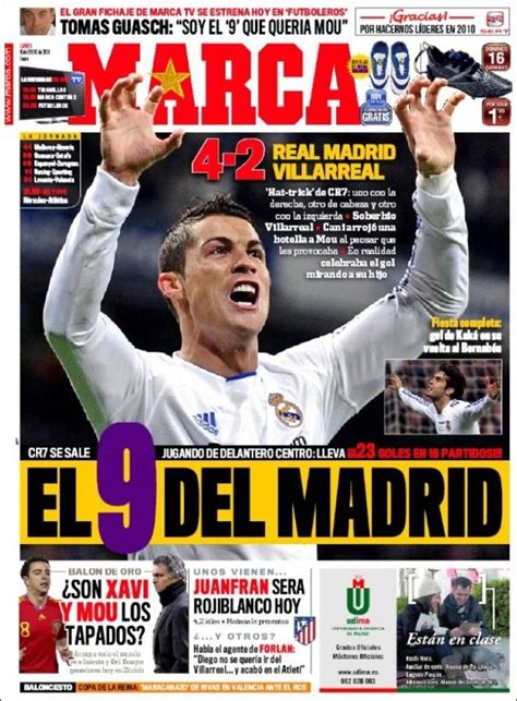 Newspaper Marca (Spain). Newspapers in Spain. Monday's edition, January 10 of 2011. Kiosko.net