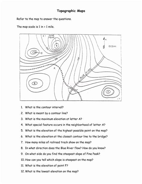 50 Topographic Map Worksheet Answer Key