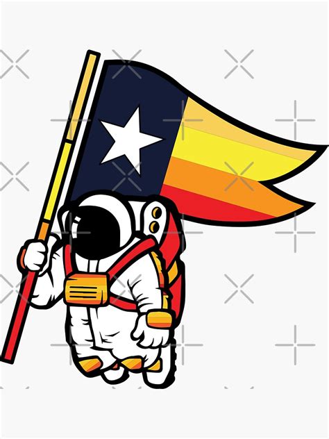 "Houston Champ Texas Flag Astronaut Space City" Sticker for Sale by A O | Redbubble