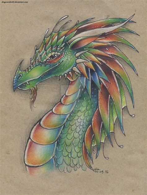 Color Pencil dragon drawing by DragonRider02 on DeviantArt