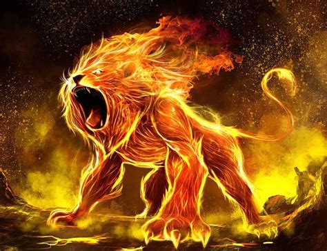 Download Roaring Fire Lion In Abstract Background Wallpaper | Wallpapers.com