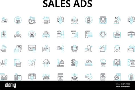 Sales ads linear icons set. Discount, Limited-time, Promo, Clearance, Sale, Bargain, Markdown ...