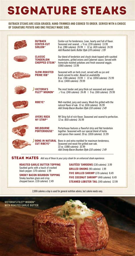 Menu for Outback Steakhouse in Easley, South Carolina