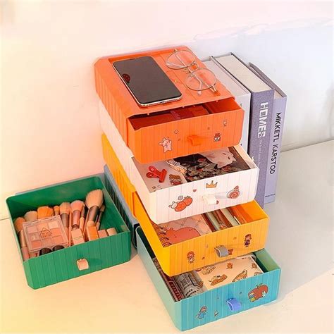 Cute Colourful Multi-Later Mini Desktop Drawer Storage Box Shelf ...