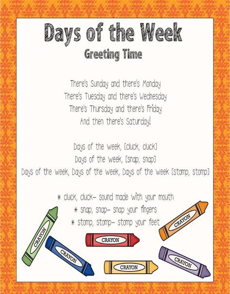 Days of the Week sing to the tune of The Adam's Family Song (find on ...