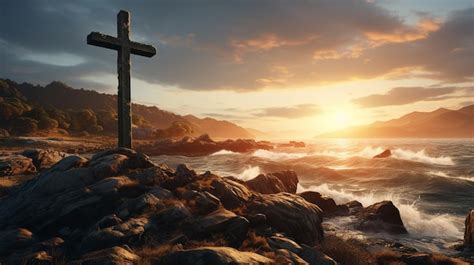 Premium Photo | Christian cross at sunset