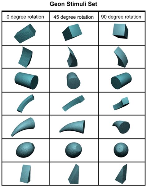 Geon Stimuli Set used in Experiments 1-3. Depiction of each of the ...