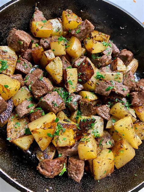 Unbelievably Easy Steak Bites with Garlic Herb Butter Potatoes ...