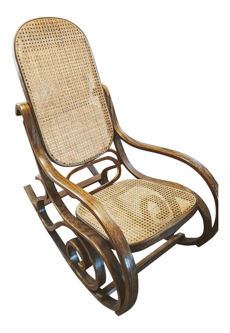 Vintage Mid Century Bentwood Rocker Cane Back Bottom Rocking Chair on Chairish.com | Rocking ...