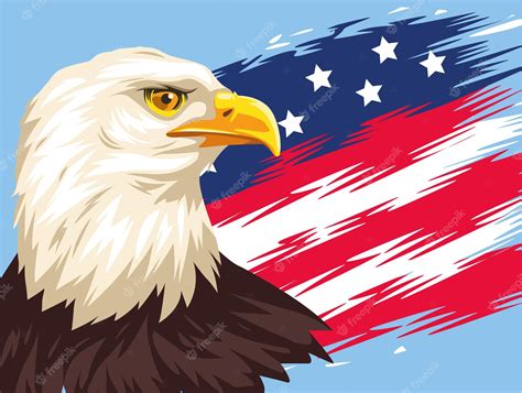 Premium Vector | Eagle and flag