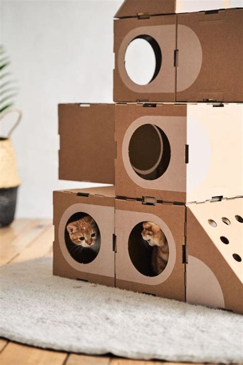 Architect Couple Turns Cardboard Boxes Into Stackable Cat Fort