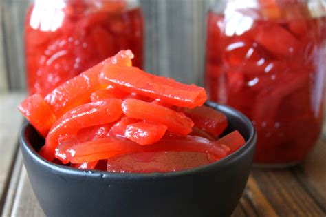 Candied Red Hot Cinnamon Pickles - My Farmhouse Table | Recipe ...