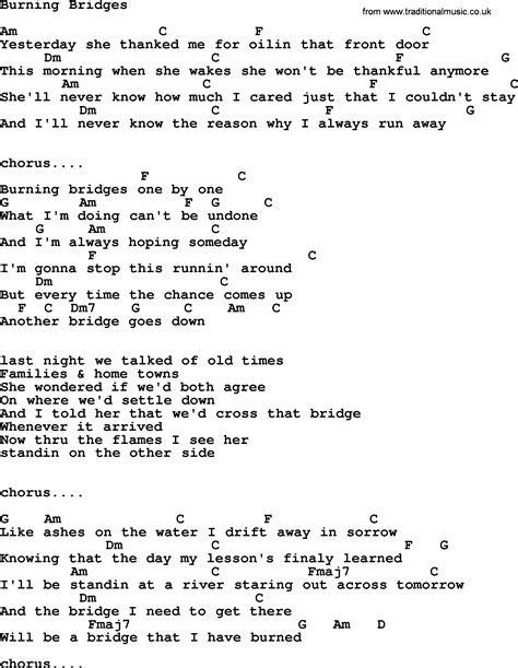 Burning Bridges, by Garth Brooks - lyrics and chords