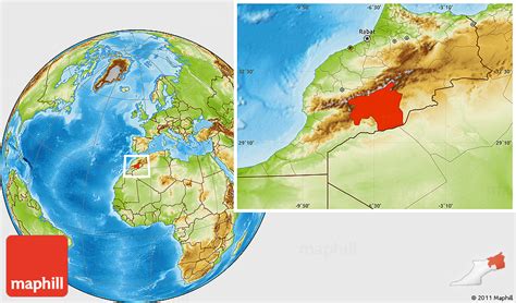 Physical Location Map of Ouarzazate