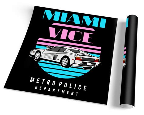 Miami Vice Car Ferrari Black FRAMED ART PRINT Picture Square Artwork | eBay