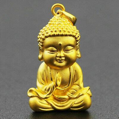 Real Pure 999 24K Yellow Gold Pendant Men Women Lucky 3D Buddha Pendant ...