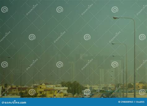 Dust Storm in Doha Qatar with Skyline in the Distance Stock Image - Image of doha, architecture ...
