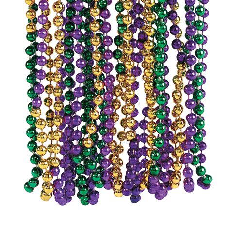 Tri-Color Mardi Gras Beads - Oriental Trading