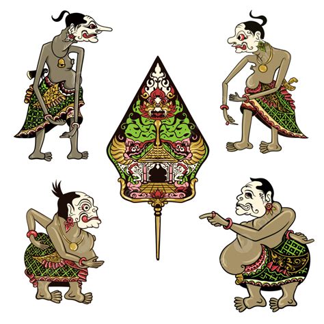 Gunungan And Wayang Punakawan Semar Gareng Petruk Bagong, Puppet ...