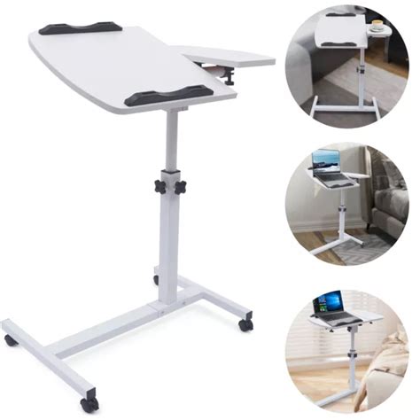 ADJUSTABLE LAPTOP SOFA Desk Mobile Rolling Height Angle Overbed Food Tray Stand $55.00 - PicClick