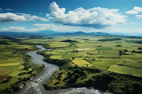 Premium AI Image | Aerial View of Plains and Fields in High Resolution