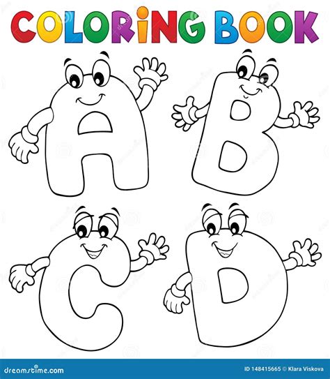 Coloring Book Cartoon ABCD Letters 2 Stock Vector - Illustration of school, happy: 148415665