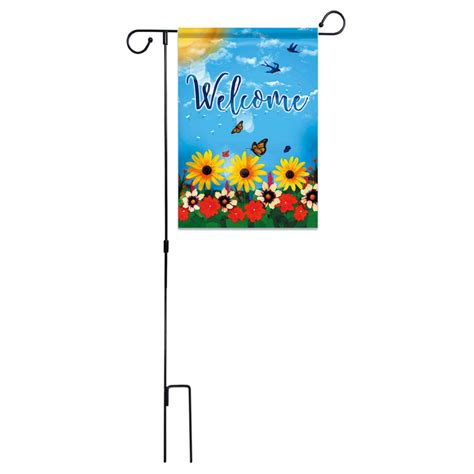 Iron Flagpole Mini Garden Flags Pole Stand Holder Yard Decor Display ...