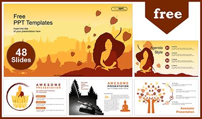 Monk Buddhism Meditation PowerPoint Templates for free