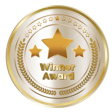 Golden Winner Award Medal Badge Transparent Vector Illustration, Golden Gradient Winner Badge ...