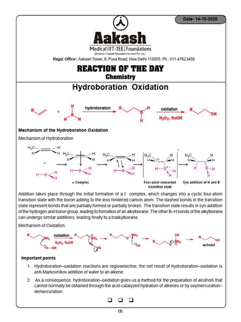 Hydroboration Oxidation-1 | PDF | Organic Reactions | Chemistry