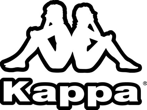 the logo for kappa with two women sitting on top of each other,