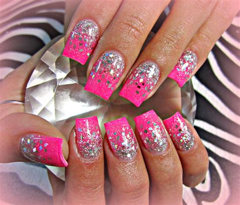 30+ Awesome Acrylic Nail Designs You'll Want | Pink glitter nails, Pink nail designs, Nail ...