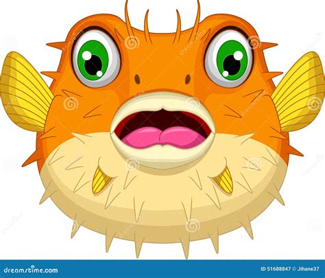 Cute Blowfish Or Diodon Holocanthus Cartoon Stock Illustration - Image: 51688847