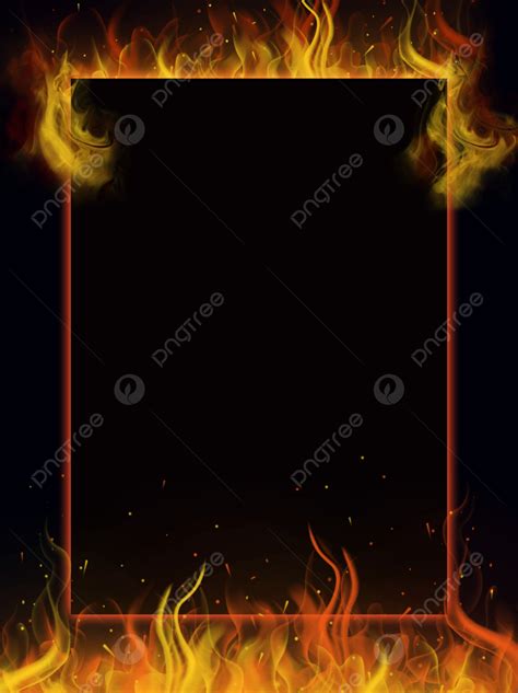 Vector Burning Flame Border Background, Creativity, Black, Orange Flame ...