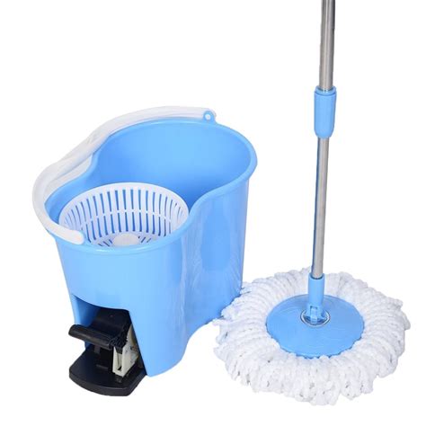 Felji Microfiber Spin Mop Easy Floor Mop with Bucket and 20 Mop Heads - 360 Rotating Head, Blue ...