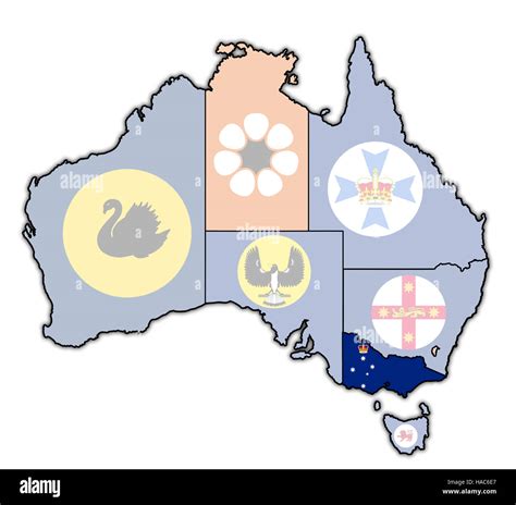 victoria flag on map of australia with administrative divisions Stock ...