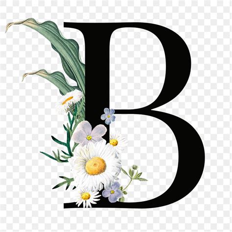 B png floral alphabet font | Premium PNG Sticker - rawpixel