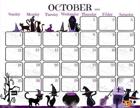 October Calendar Halloween