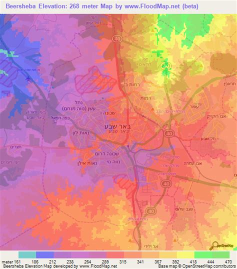 Elevation of Beersheba,Israel Elevation Map, Topography, Contour