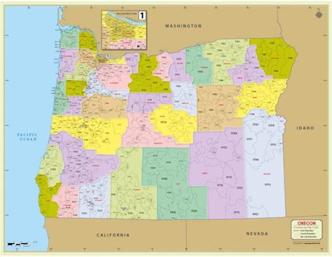 Oregon Zip Code Map With Counties | Zip code map, Nevada california, Oregon