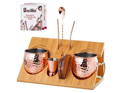 Stylish Copper Moscow Mule Mugs Set With Stand Cocktail Kit Moscow Mule Mug Moscow Mule Gift Set ...