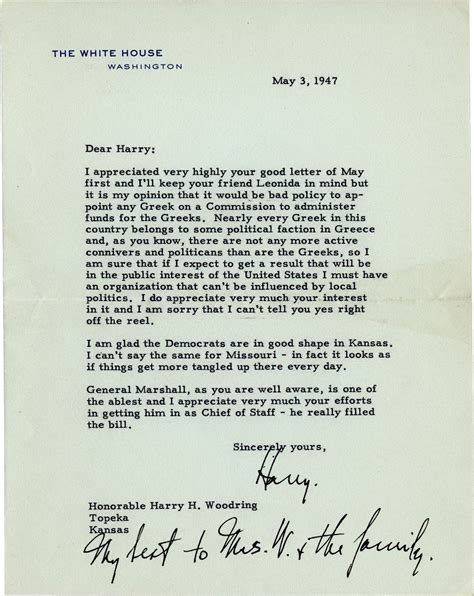 Letter Written by President Truman Sheds Light on Greeks & Truman Doctrine